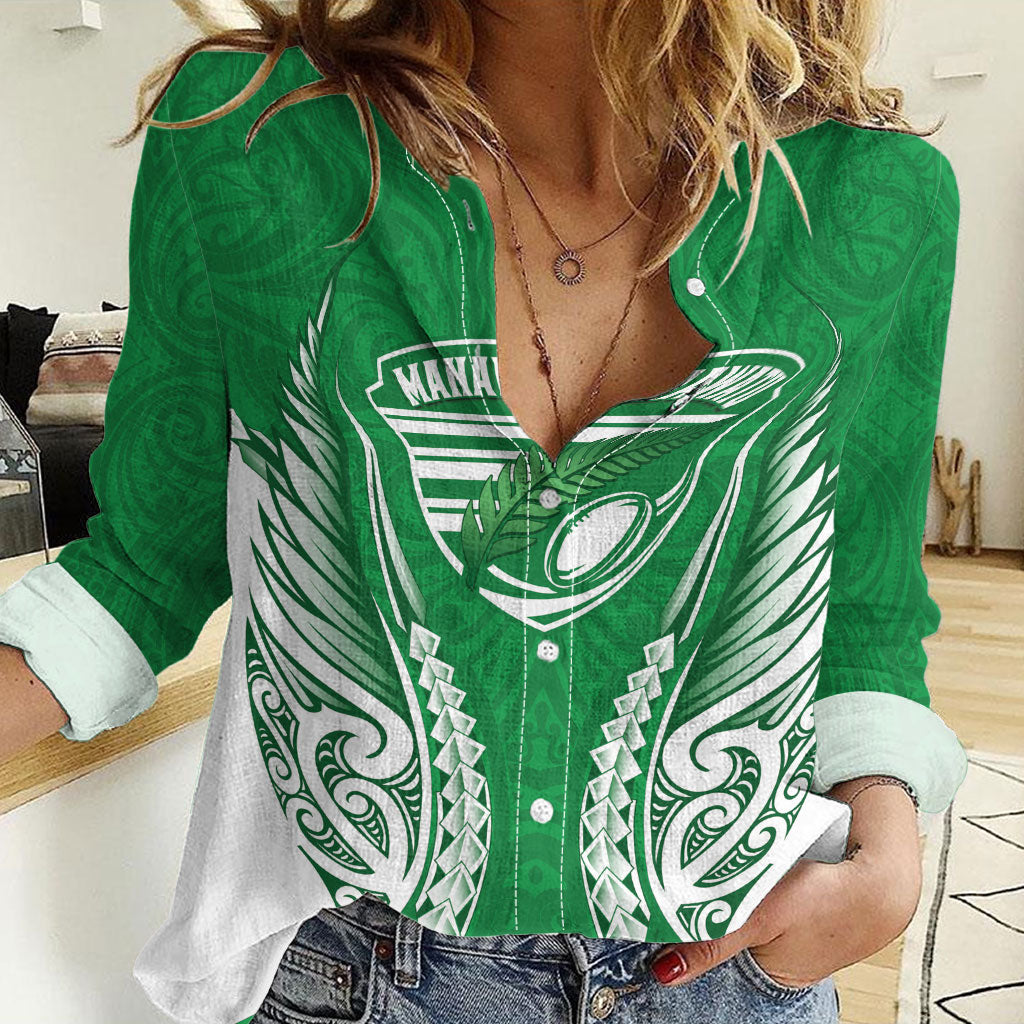 Manawatu 2026 Rugby Custom Women Casual Shirt NZ Maori Silver Fern