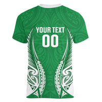 Manawatu 2026 Rugby Custom Women V-Neck T-Shirt NZ Maori Silver Fern