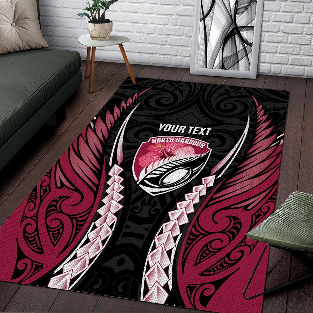 North Harbour 2026 Rugby Custom Area Rug NZ Maori Silver Fern LT14 Maroon - Polynesian Pride