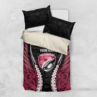 North Harbour 2026 Rugby Custom Bedding Set NZ Maori Silver Fern LT14 US Twin 172cm x 218cm Maroon - Polynesian Pride