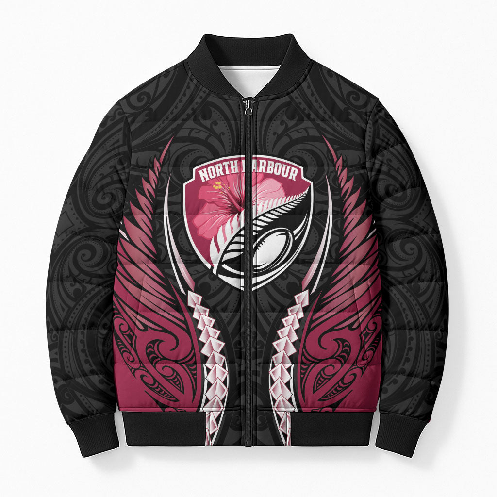 North Harbour 2026 Rugby Custom Bomber Puffer Jacket NZ Maori Silver Fern LT14 Unisex Maroon - Polynesian Pride
