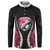 North Harbour 2026 Rugby Custom Button Sweatshirt NZ Maori Silver Fern LT14 Maroon - Polynesian Pride