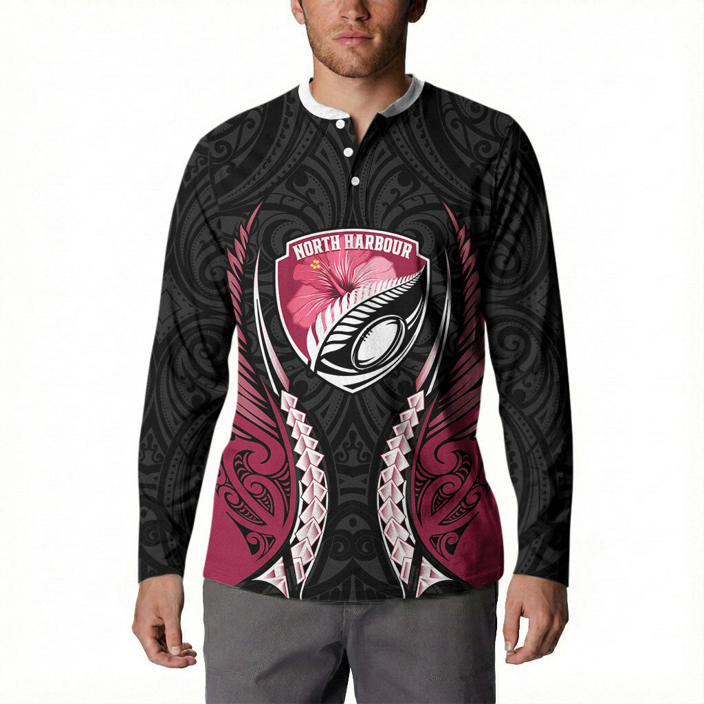 North Harbour 2026 Rugby Custom Button Sweatshirt NZ Maori Silver Fern LT14 - Polynesian Pride