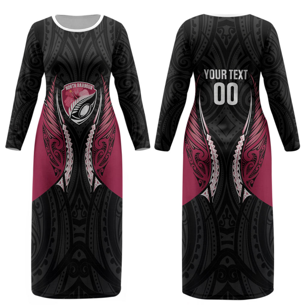 North Harbour 2026 Rugby Custom Couples Matching Long Sleeve Bodycon Dress and Hawaiian Shirt NZ Maori Silver Fern LT14 - Polynesian Pride