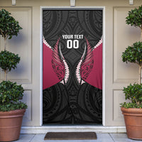 North Harbour 2026 Rugby Custom Door Cover NZ Maori Silver Fern LT14 Maroon - Polynesian Pride