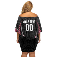 North Harbour 2026 Rugby Custom Family Matching Off Shoulder Short Dress and Hawaiian Shirt NZ Maori Silver Fern LT14 - Polynesian Pride
