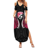 North Harbour 2026 Rugby Custom Family Matching Summer Maxi Dress and Hawaiian Shirt NZ Maori Silver Fern LT14 Mom's Dress Maroon - Polynesian Pride