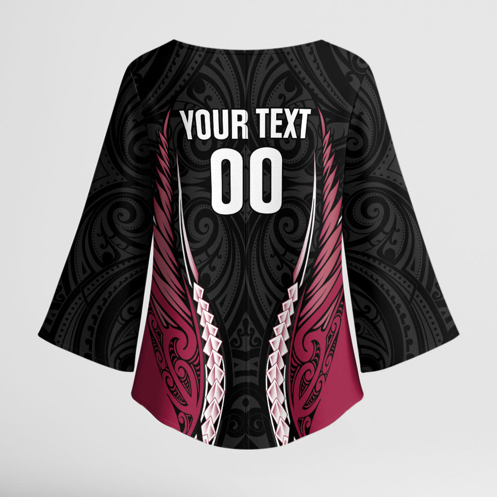 North Harbour 2026 Rugby Custom Kimono Sleeve Blouse NZ Maori Silver Fern LT14 - Polynesian Pride