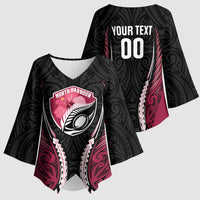 North Harbour 2026 Rugby Custom Kimono Sleeve Blouse NZ Maori Silver Fern LT14 - Polynesian Pride