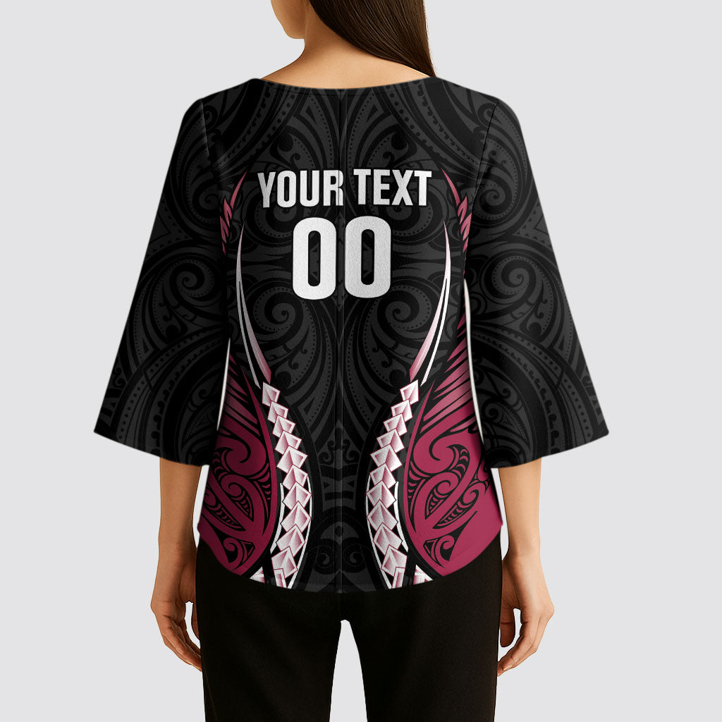 North Harbour 2026 Rugby Custom Kimono Sleeve Blouse NZ Maori Silver Fern LT14 - Polynesian Pride