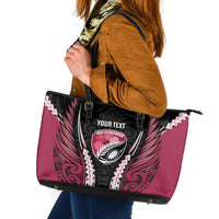 North Harbour 2026 Rugby Custom Leather Tote Bag NZ Maori Silver Fern LT14 Maroon - Polynesian Pride