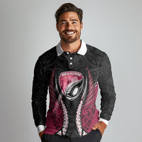North Harbour 2026 Rugby Custom Long Sleeve Polo Shirt NZ Maori Silver Fern LT14 - Polynesian Pride