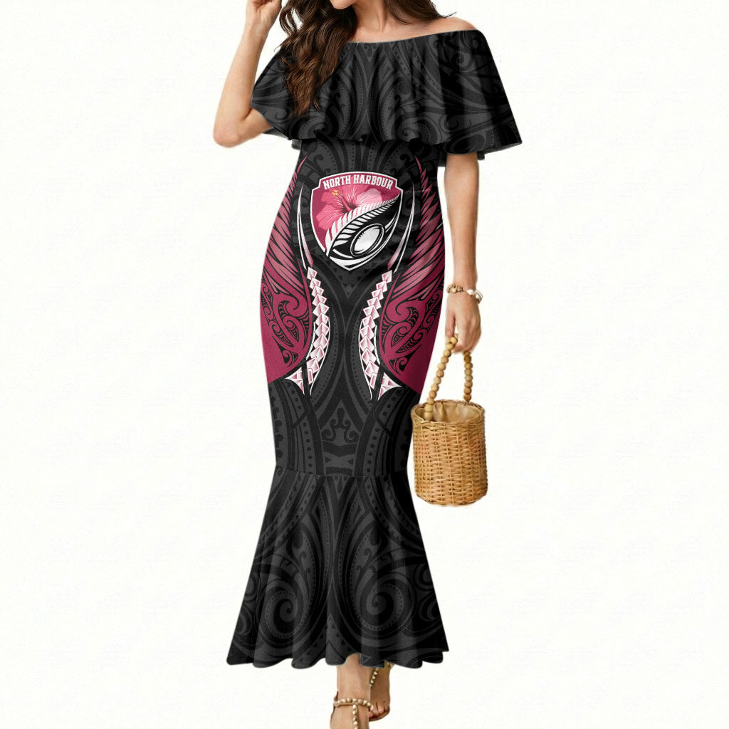 North Harbour 2026 Rugby Custom Mermaid Dress NZ Maori Silver Fern LT14 Women Maroon - Polynesian Pride