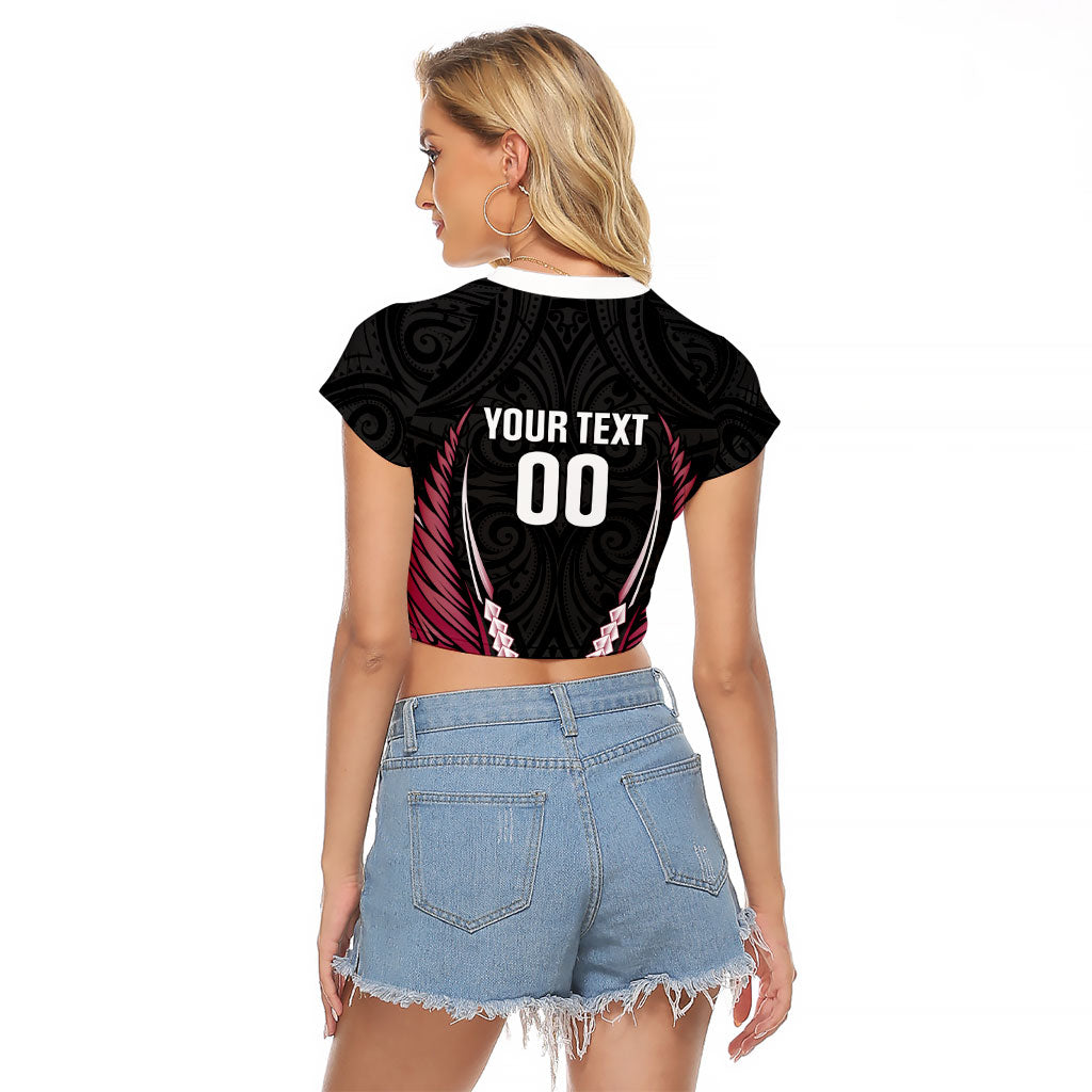 North Harbour 2026 Rugby Custom Raglan Cropped T Shirt NZ Maori Silver Fern LT14 - Polynesian Pride