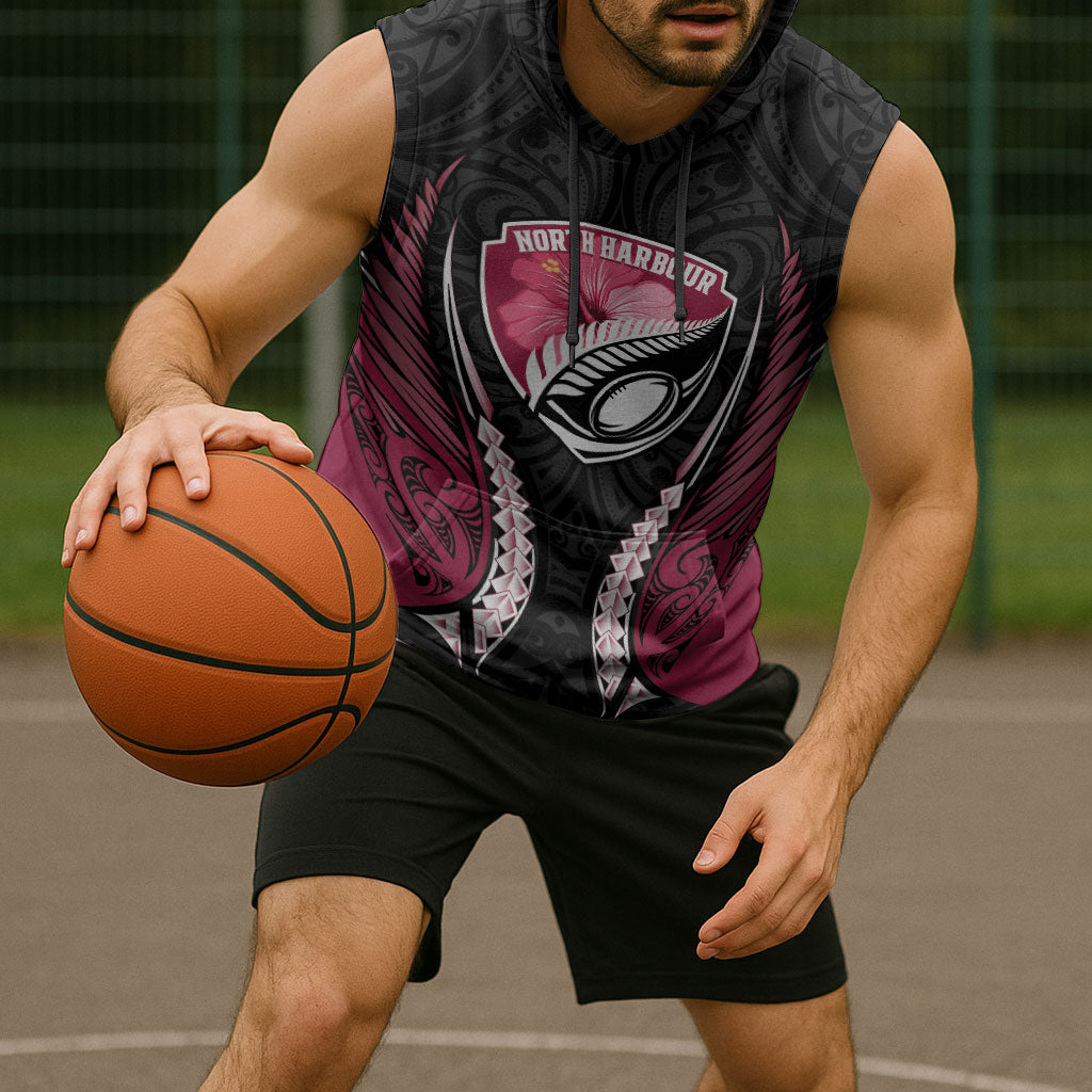North Harbour 2026 Rugby Custom Sleeveless Hoodie NZ Maori Silver Fern LT14 - Polynesian Pride
