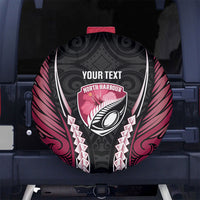 North Harbour 2026 Rugby Custom Spare Tire Cover NZ Maori Silver Fern LT14 No hole Maroon - Polynesian Pride