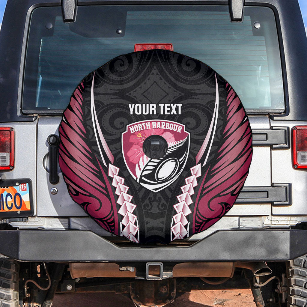North Harbour 2026 Rugby Custom Spare Tire Cover NZ Maori Silver Fern LT14 Maroon - Polynesian Pride