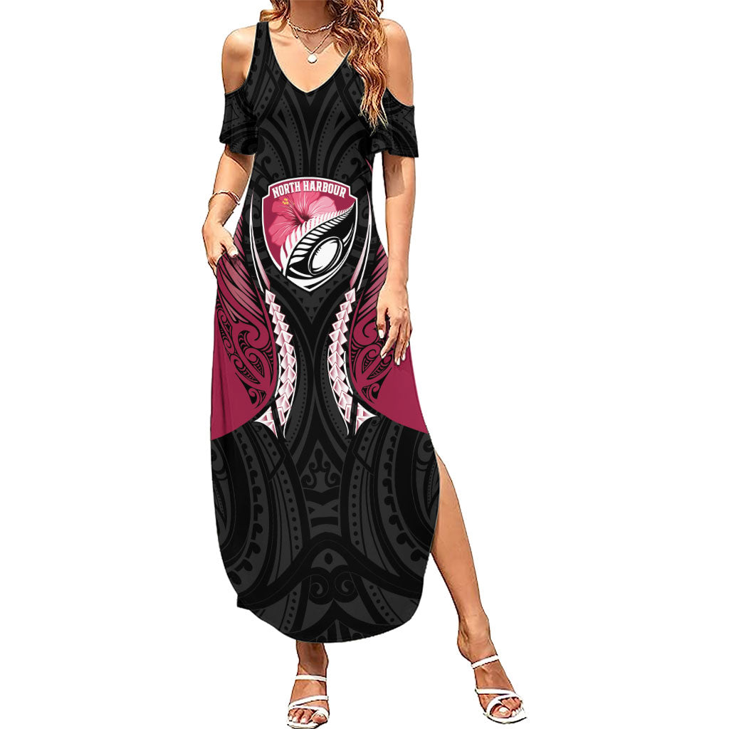 North Harbour 2026 Rugby Custom Summer Maxi Dress NZ Maori Silver Fern LT14 Women Maroon - Polynesian Pride