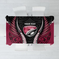 North Harbour 2026 Rugby Custom Tablecloth NZ Maori Silver Fern LT14 Maroon - Polynesian Pride