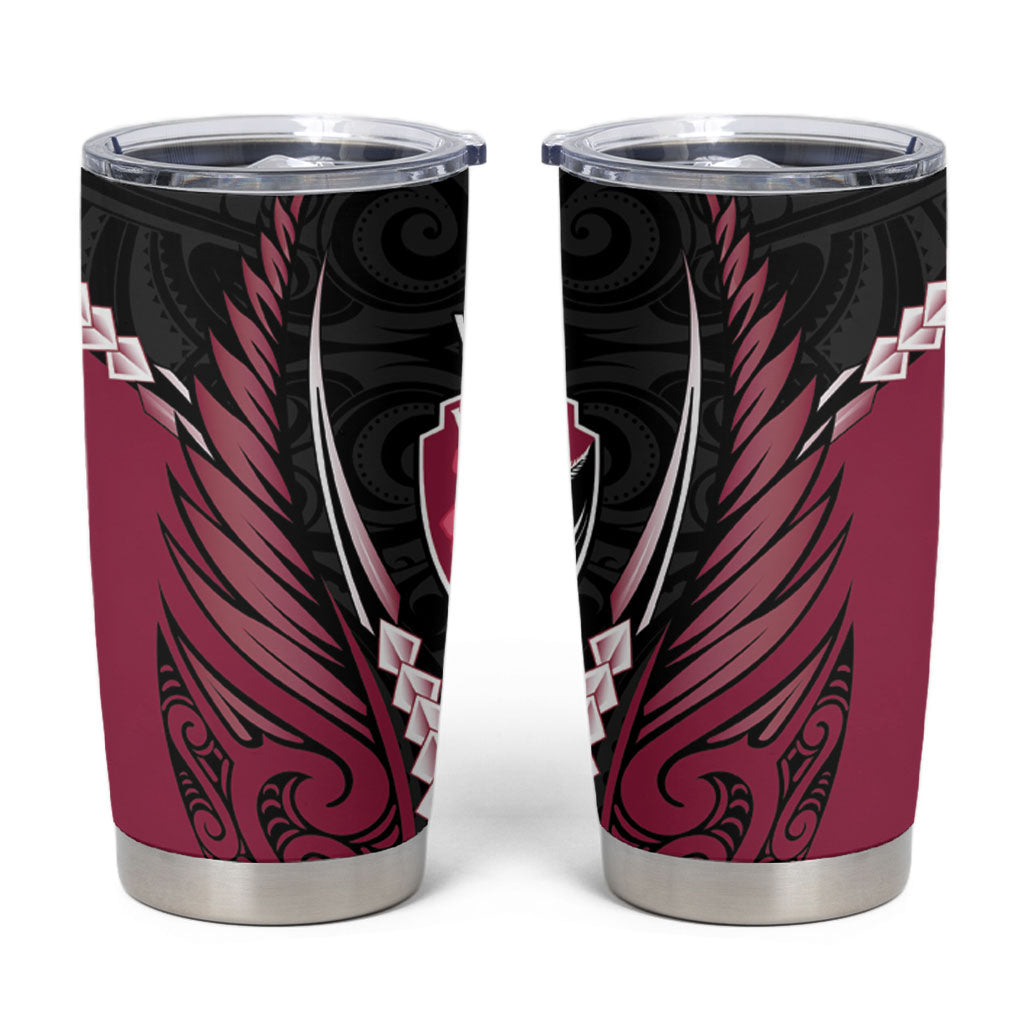 North Harbour 2026 Rugby Custom Tumbler Cup NZ Maori Silver Fern LT14 Maroon - Polynesian Pride