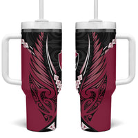North Harbour 2026 Rugby Custom Tumbler With Handle NZ Maori Silver Fern LT14 One Size: 40 oz Maroon - Polynesian Pride