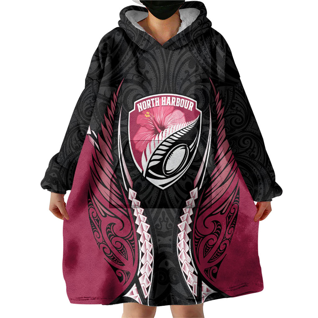 North Harbour 2026 Rugby Custom Wearable Blanket Hoodie NZ Maori Silver Fern LT14 - Polynesian Pride