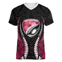 North Harbour 2026 Rugby Custom Women V-Neck T-Shirt NZ Maori Silver Fern