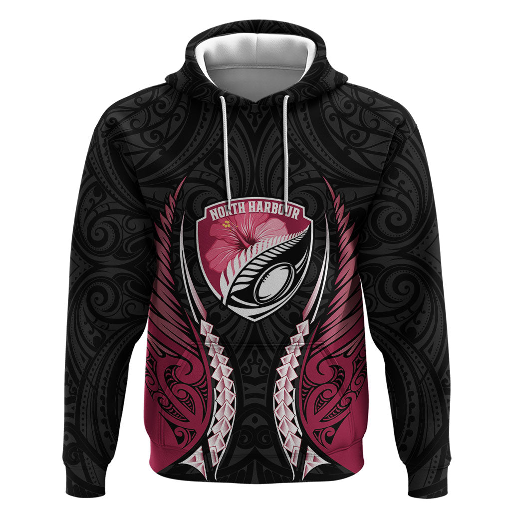 North Harbour 2026 Rugby Custom Zip Hoodie NZ Maori Silver Fern LT14 Pullover Hoodie Maroon - Polynesian Pride