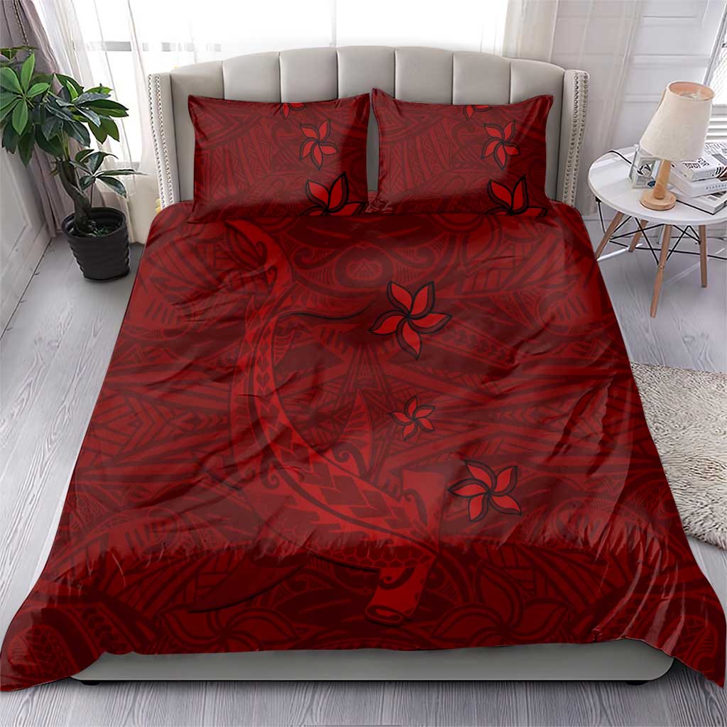 Oxblood Polynesia Bedding Set Hawaiian Tribal Hammerhead Shark Tattoo