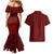Oxblood Polynesia Couples Matching Mermaid Dress and Hawaiian Shirt Hawaiian Tribal Hammerhead Shark Tattoo