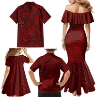 Oxblood Polynesia Family Matching Mermaid Dress and Hawaiian Shirt Hawaiian Tribal Hammerhead Shark Tattoo LT14 - Polynesian Pride