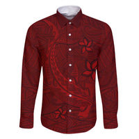 Oxblood Polynesia Family Matching Mermaid Dress and Hawaiian Shirt Hawaiian Tribal Hammerhead Shark Tattoo LT14 Dad's Shirt - Long Sleeve Oxblood - Polynesian Pride