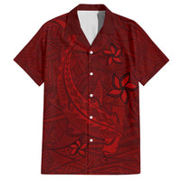 Oxblood Polynesia Family Matching Off Shoulder Maxi Dress and Hawaiian Shirt Hawaiian Tribal Hammerhead Shark Tattoo