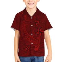 Oxblood Polynesia Family Matching Off Shoulder Short Dress and Hawaiian Shirt Hawaiian Tribal Hammerhead Shark Tattoo