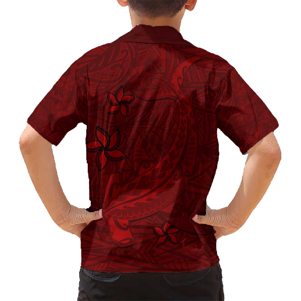 Oxblood Polynesia Family Matching Short Sleeve Bodycon Dress and Hawaiian Shirt Hawaiian Tribal Hammerhead Shark Tattoo LT14 - Polynesian Pride