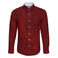 Oxblood Polynesia Family Matching Short Sleeve Bodycon Dress and Hawaiian Shirt Hawaiian Tribal Hammerhead Shark Tattoo LT14 Dad's Shirt - Long Sleeve Oxblood - Polynesian Pride