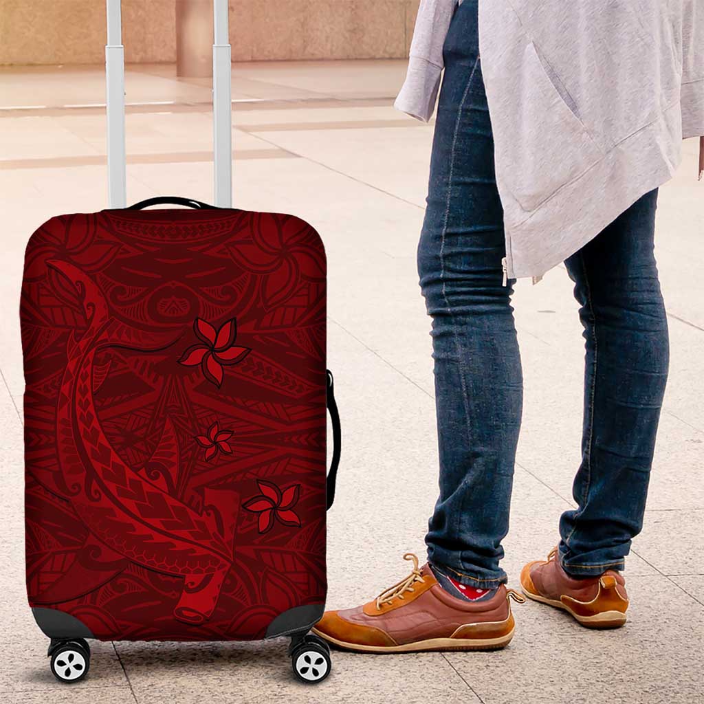 Oxblood Polynesia Luggage Cover Hawaiian Tribal Hammerhead Shark Tattoo