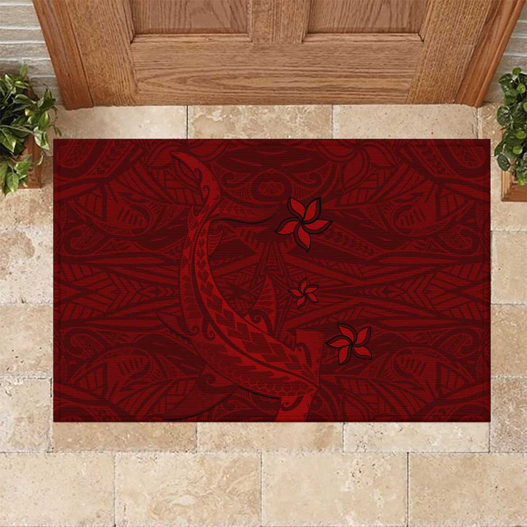 Oxblood Polynesia Rubber Doormat Hawaiian Tribal Hammerhead Shark Tattoo