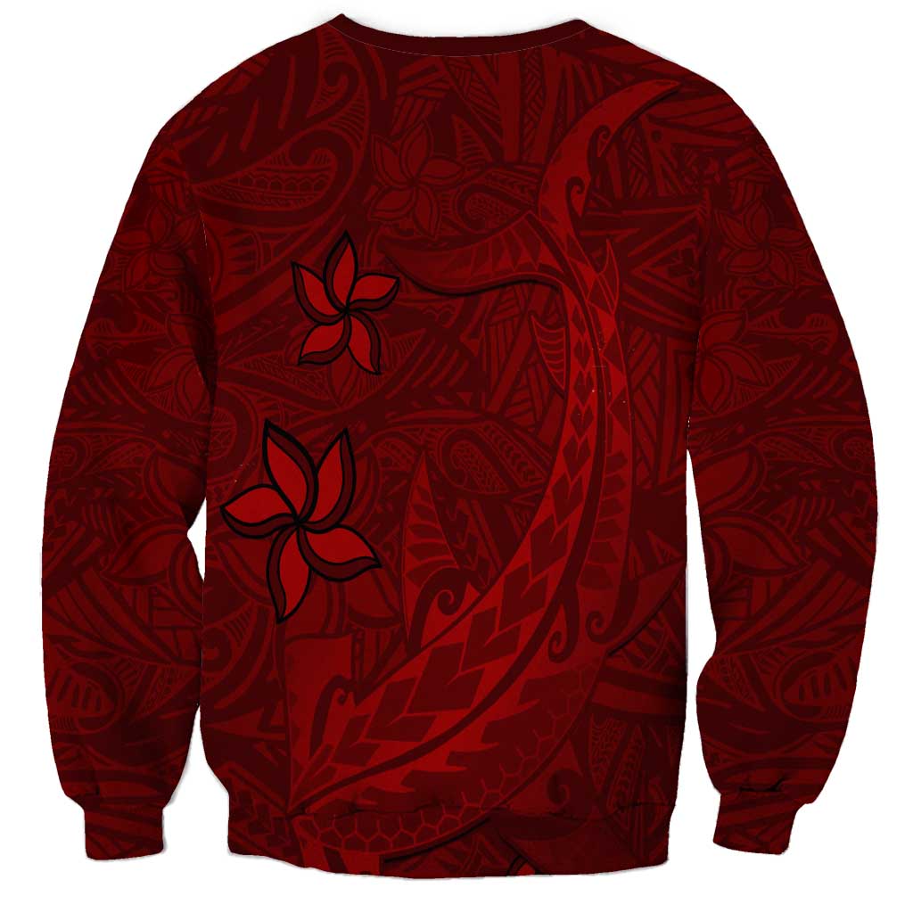 Oxblood Polynesia Sweatshirt Hawaiian Tribal Hammerhead Shark Tattoo