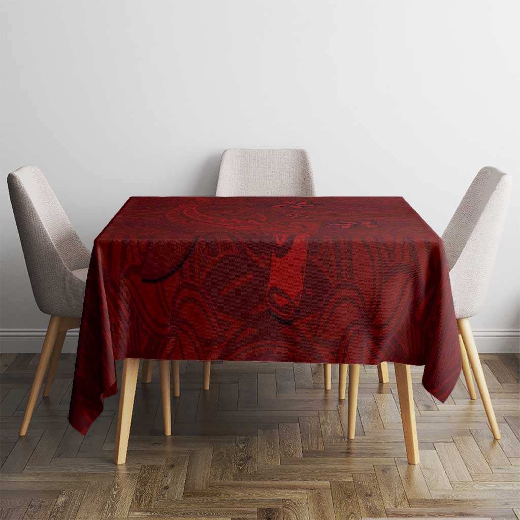 Oxblood Polynesia Tablecloth Hawaiian Tribal Hammerhead Shark Tattoo