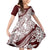 Polynesian Tropical Flowers Oxblood Color Family Matching Mermaid Dress and Hawaiian Shirt