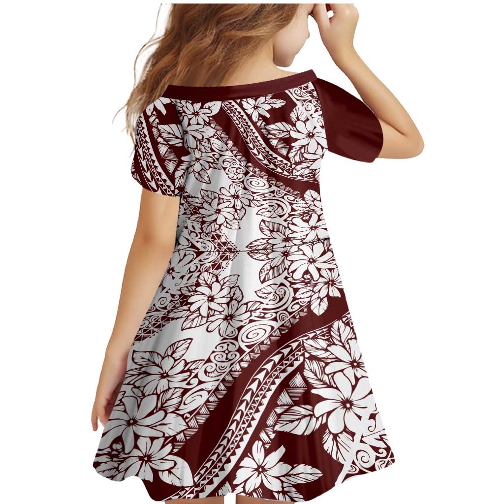 Polynesian Tropical Flowers Oxblood Color Family Matching Mermaid Dress and Hawaiian Shirt LT14 - Polynesian Pride