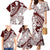 Polynesian Tropical Flowers Oxblood Color Family Matching Mermaid Dress and Hawaiian Shirt