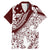 Polynesian Tropical Flowers Oxblood Color Family Matching Mermaid Dress and Hawaiian Shirt