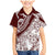 Polynesian Tropical Flowers Oxblood Color Family Matching Mermaid Dress and Hawaiian Shirt