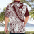 Polynesian Tropical Flowers Oxblood Color Hawaiian Shirt