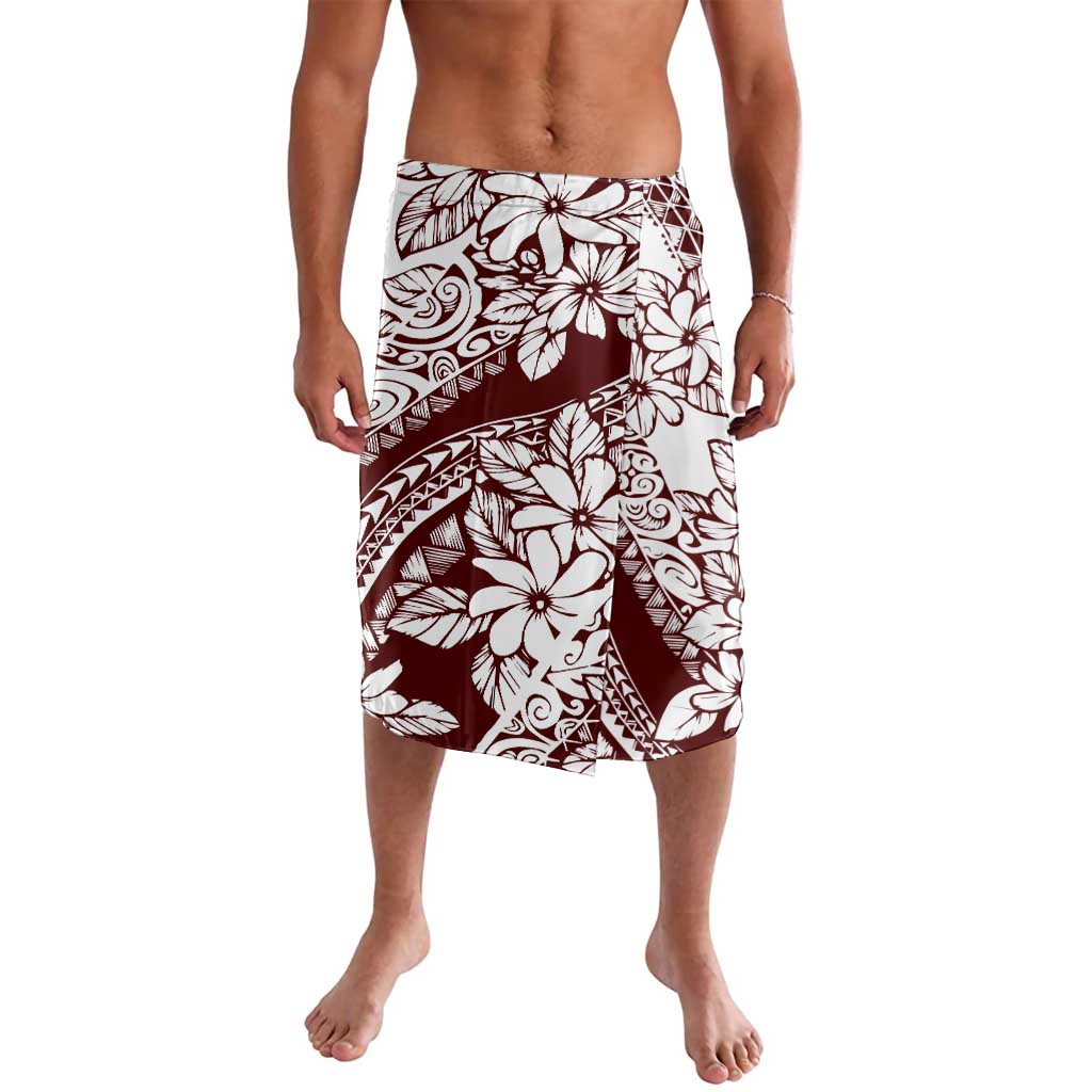 Polynesian Tropical Flowers Oxblood Color Lavalava