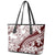 Polynesian Tropical Flowers Oxblood Color Leather Tote Bag