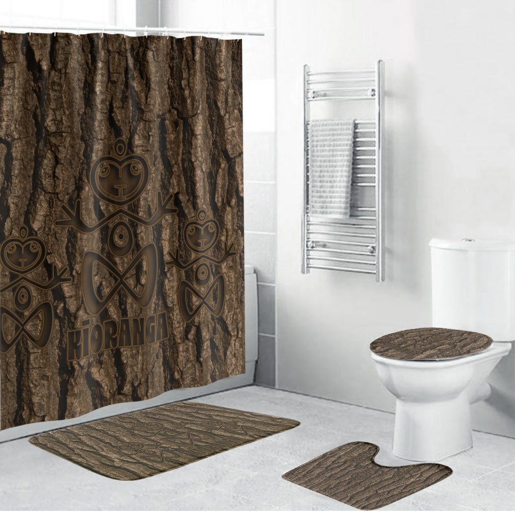 Kioranga Moriori New Zealand Bathroom Set Kopi Rakau Carving Art LT14 Bathroom Set (4 pcs) Brown - Polynesian Pride