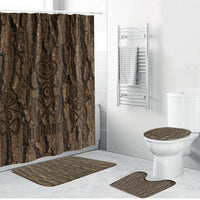 Kioranga Moriori New Zealand Bathroom Set Kopi Rakau Carving Art LT14 Bathroom Set (4 pcs) Brown - Polynesian Pride